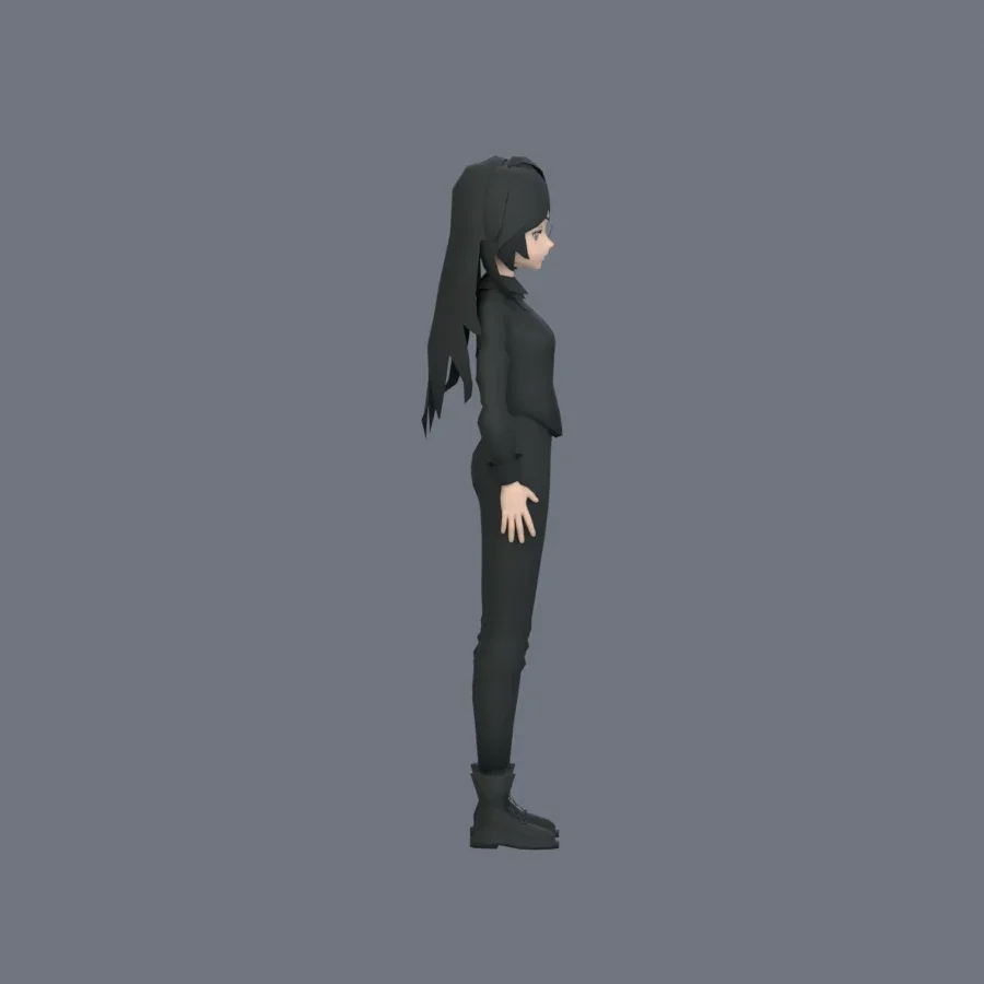 Stylized Anime Girl 07 Rigged, 3D model preview 1