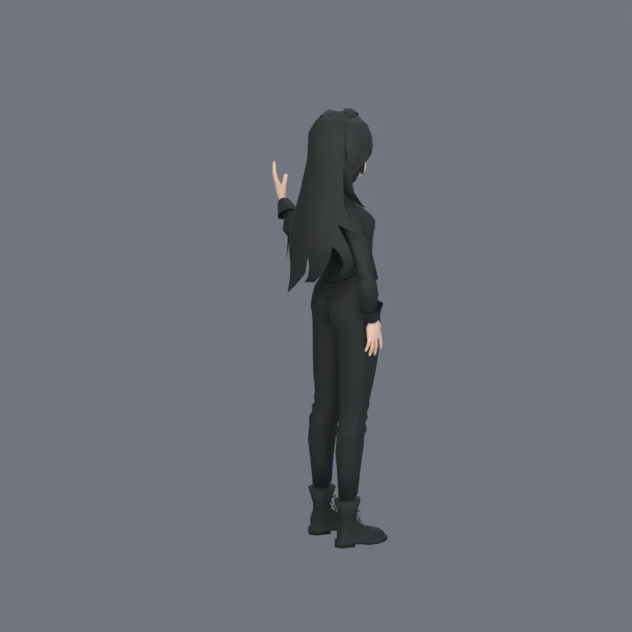 Stylized Anime Girl 07 Rigged, 3D model preview 2