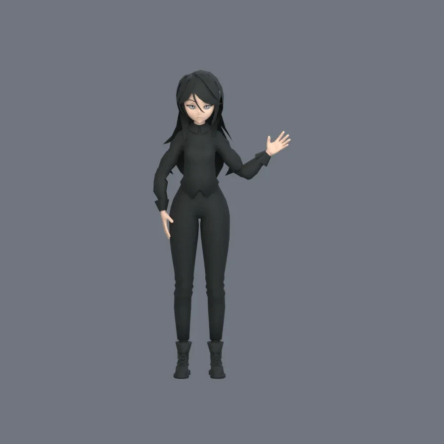 Stylized Anime Girl 07 Rigged, 3D model preview 3