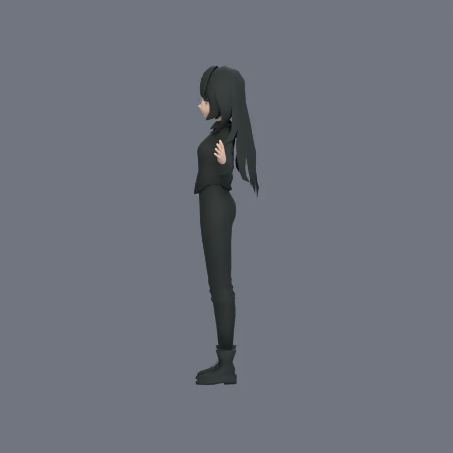 Stylized Anime Girl 07 Rigged, 3D model preview 4
