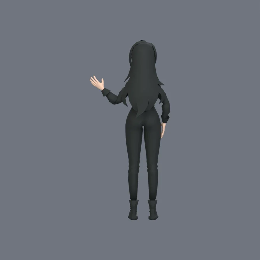 Stylized Anime Girl 07 Rigged, 3D model preview 5