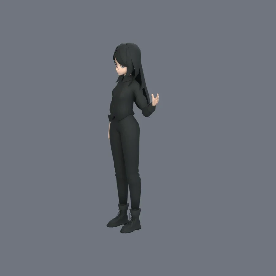 Stylized Anime Girl 07 Rigged, 3D model preview 6