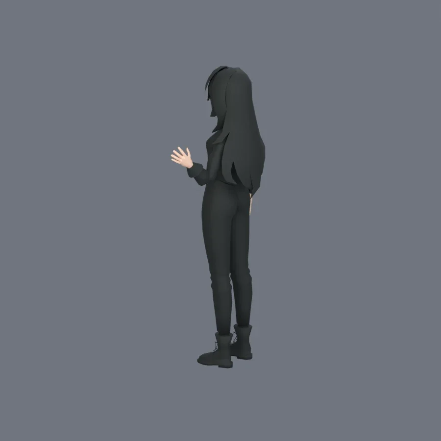 Stylized Anime Girl 07 Rigged, 3D model preview 7