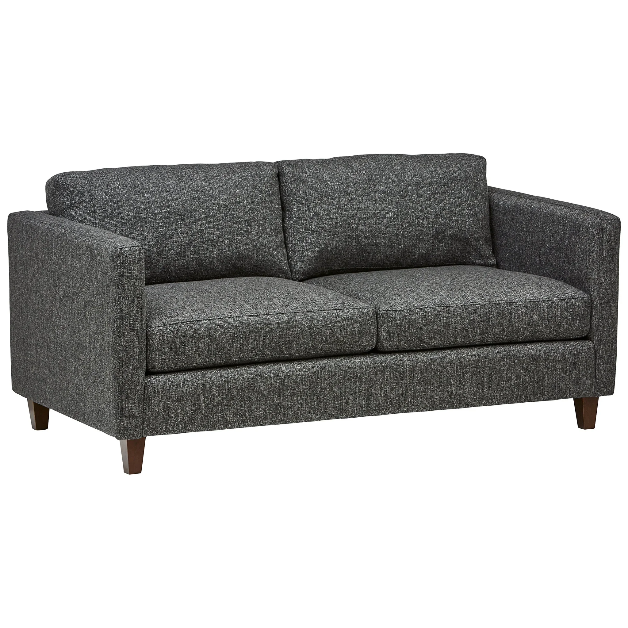 Modern Charcoal Fabric Loveseat Sofa with Walnut Legs