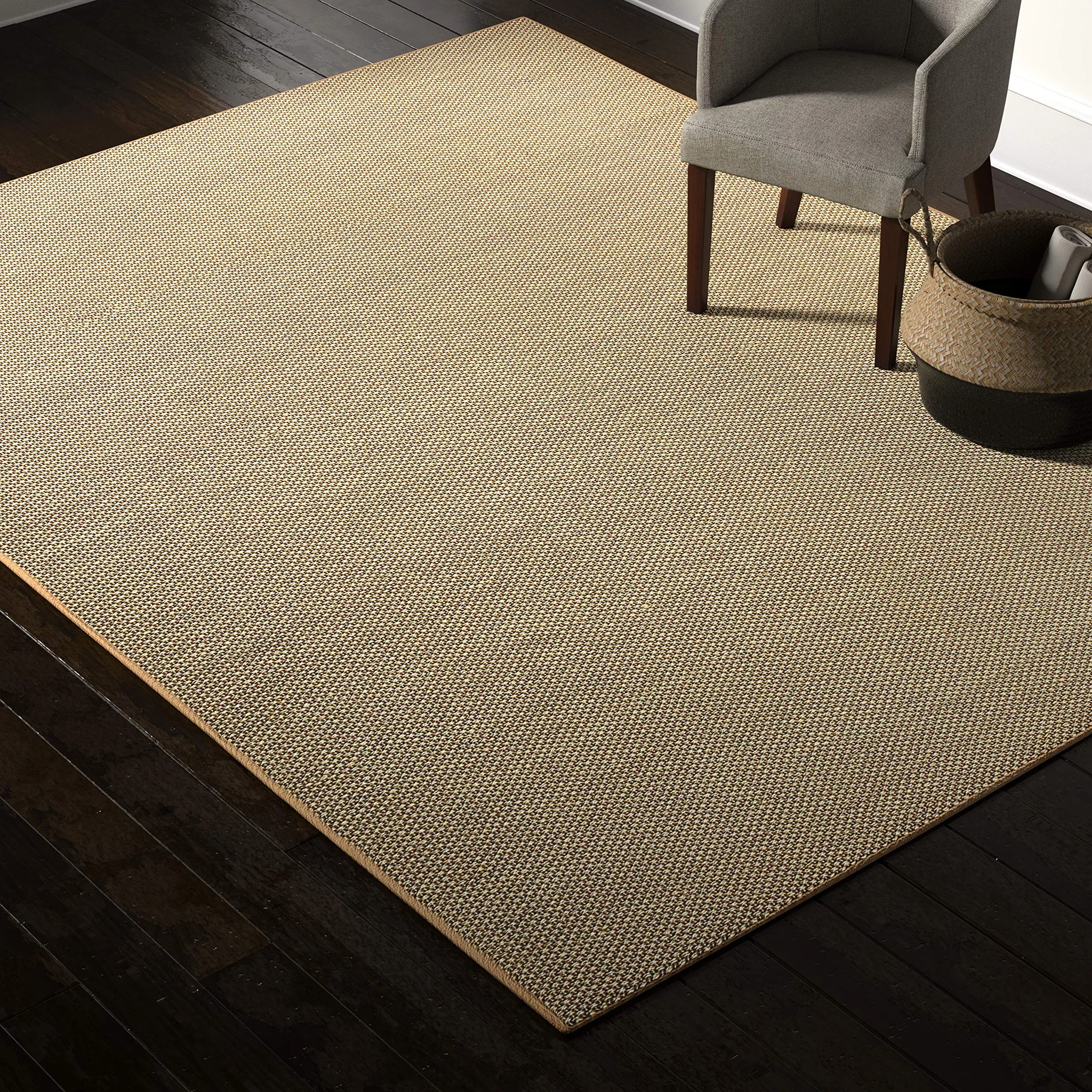 Woven Sisal Area Rug – Natural Beige Bordered Flat Weave