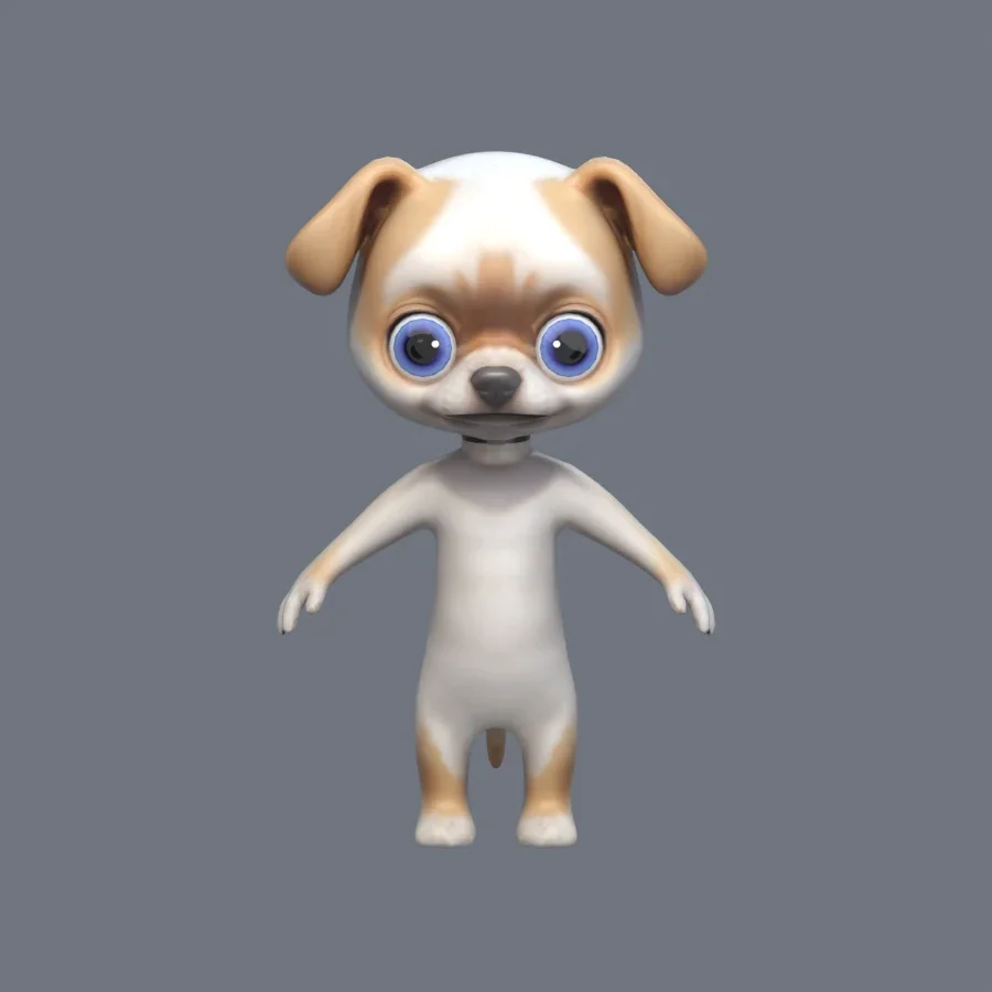 Anthro Dog Rigged, 3D model preview 1