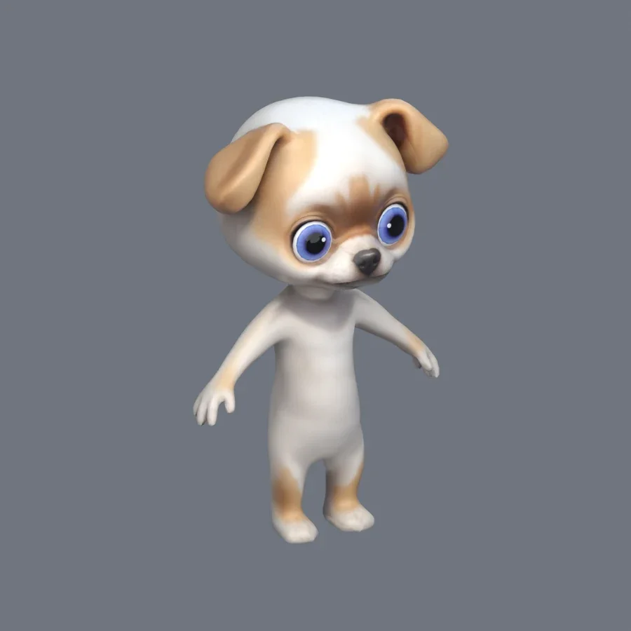Anthro Dog Rigged, 3D model preview 2