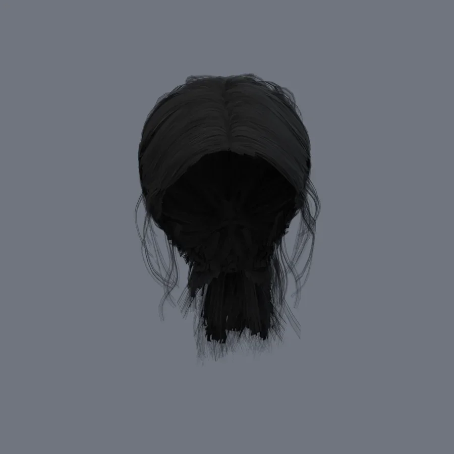 Korean Girl Hair 03, 3D model preview 1