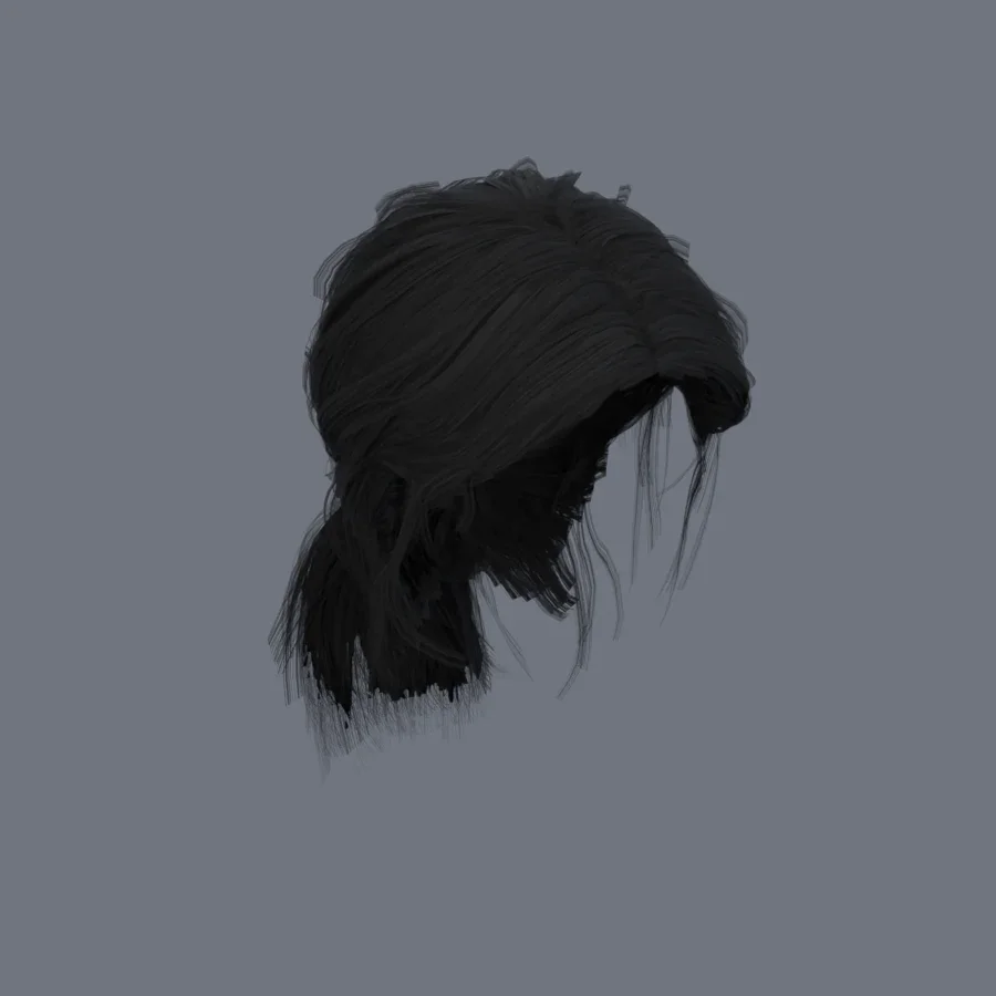 Korean Girl Hair 03, 3D model preview 2