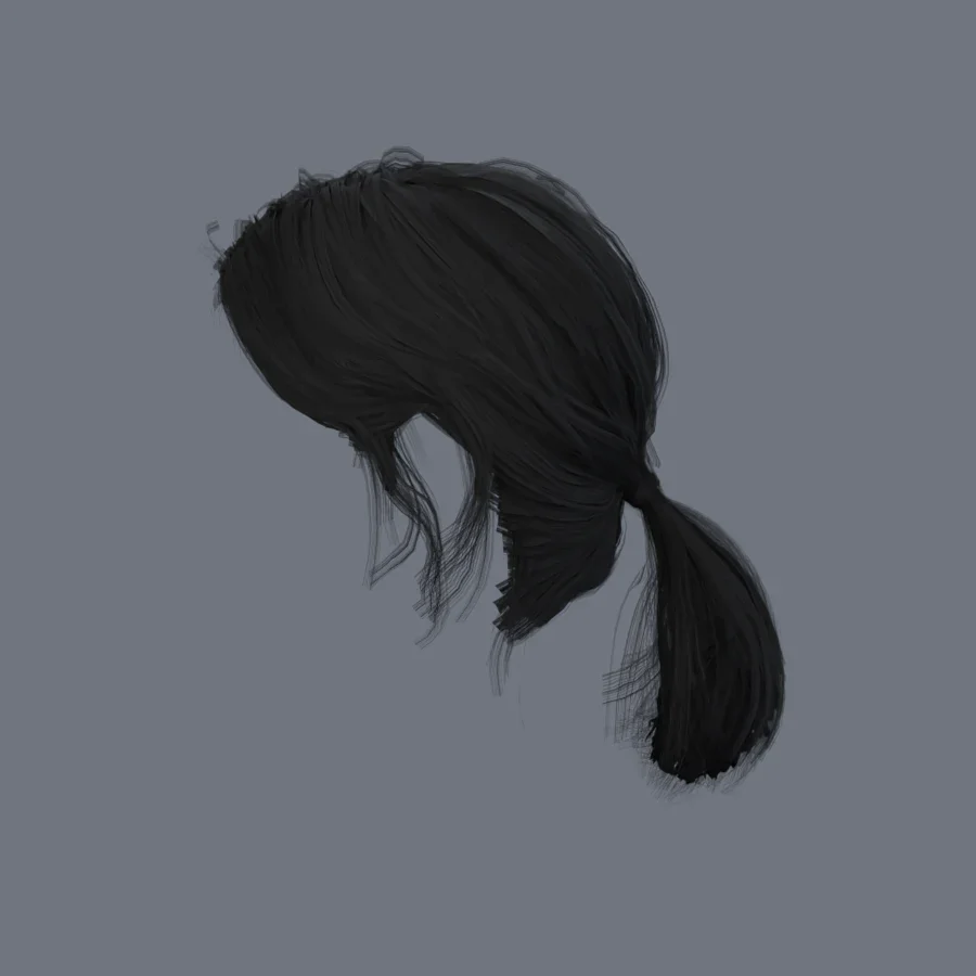 Korean Girl Hair 03, 3D model preview 3