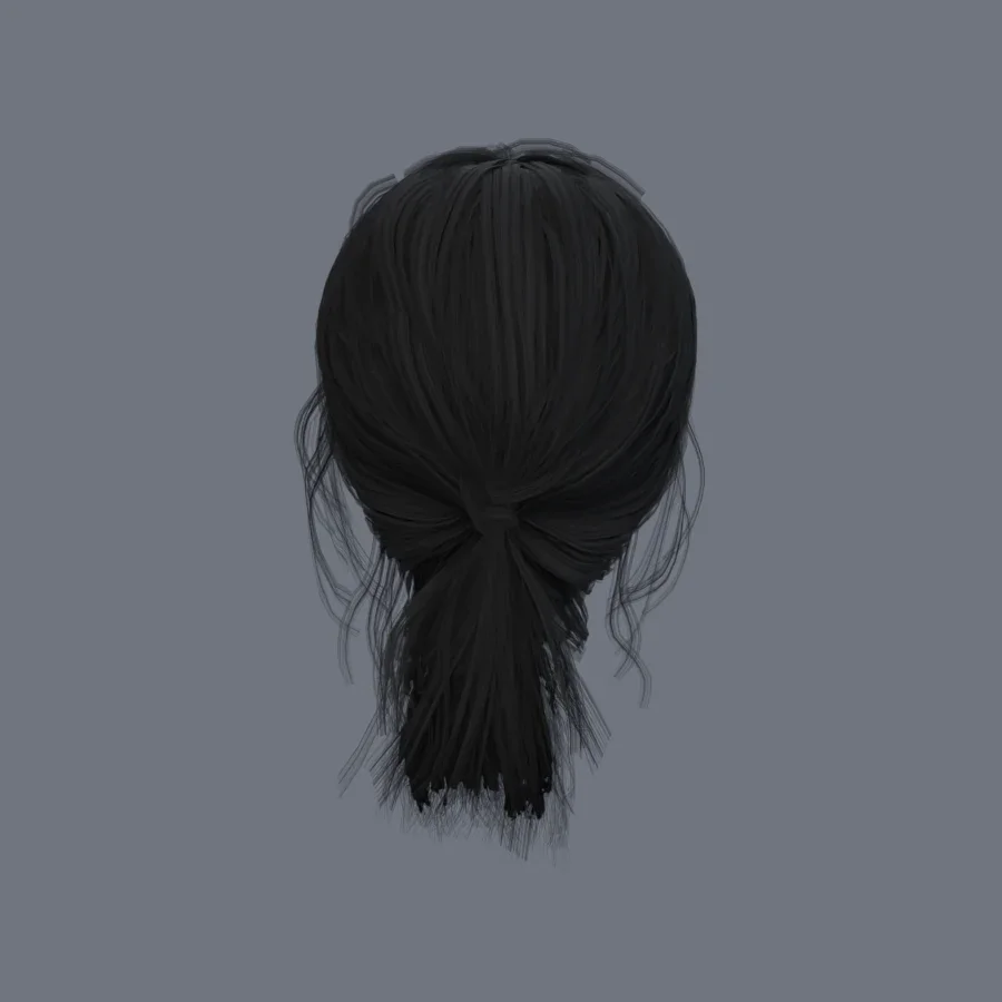 Korean Girl Hair 03, 3D model preview 4