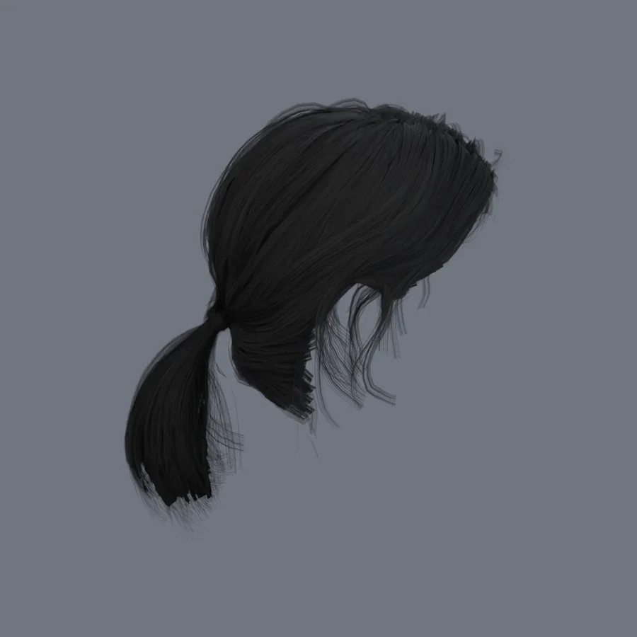 Korean Girl Hair 03, 3D model preview 5