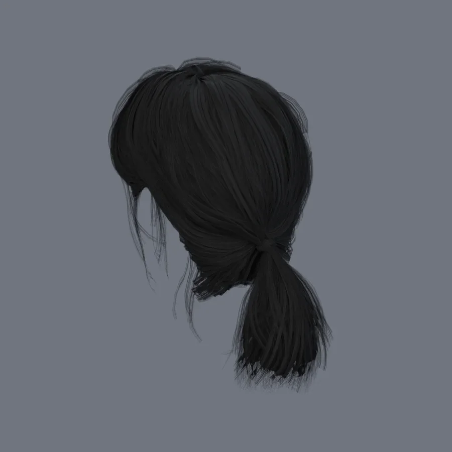 Korean Girl Hair 03, 3D model preview 6