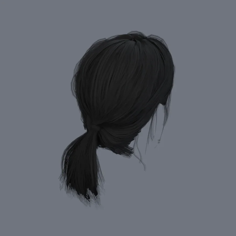 Korean Girl Hair 03, 3D model preview 7