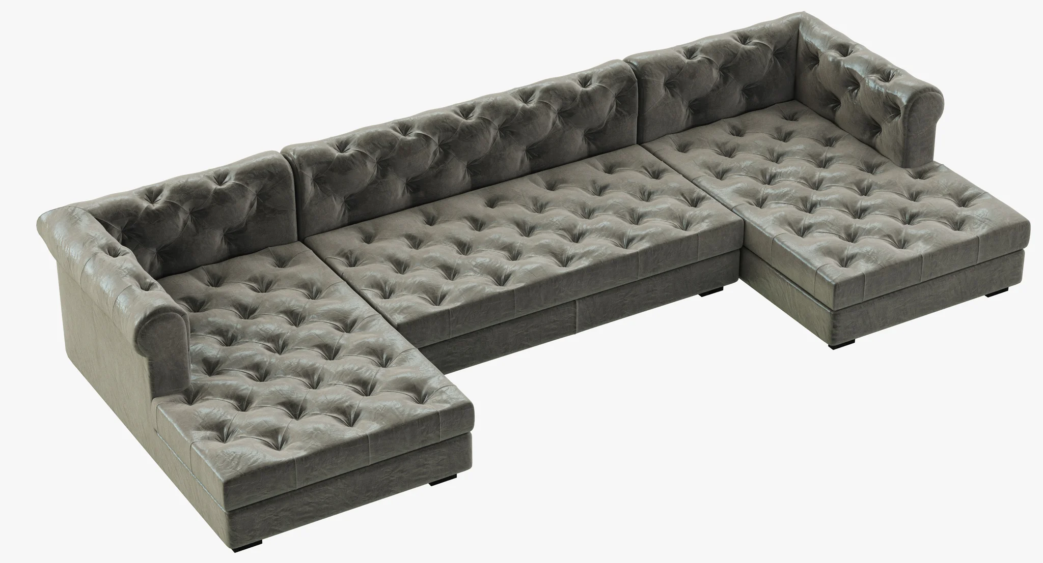 RH Modern Modena Chesterfield Leather U Chaise Sectional — 3D model preview 1