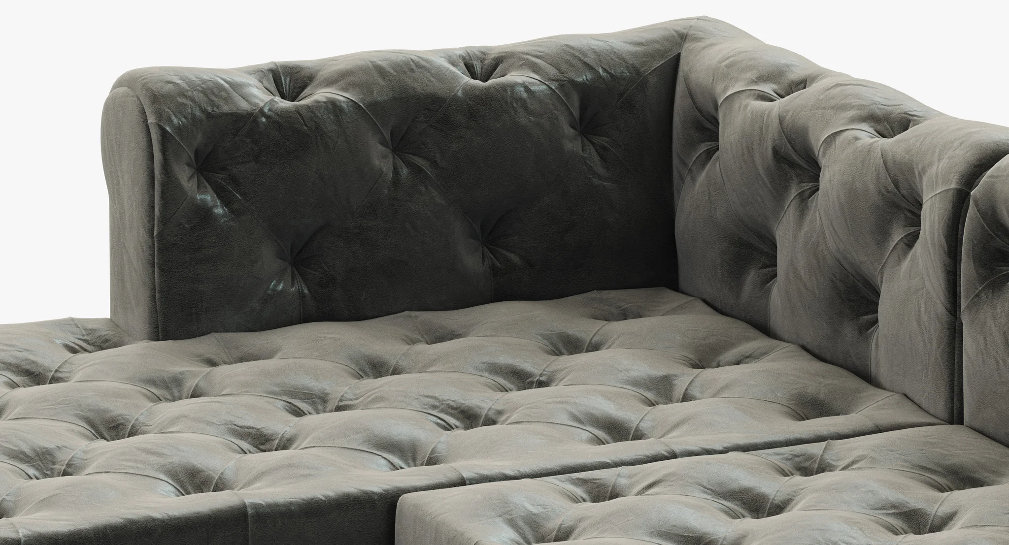 RH Modern Modena Chesterfield Leather U Chaise Sectional — 3D model preview 3