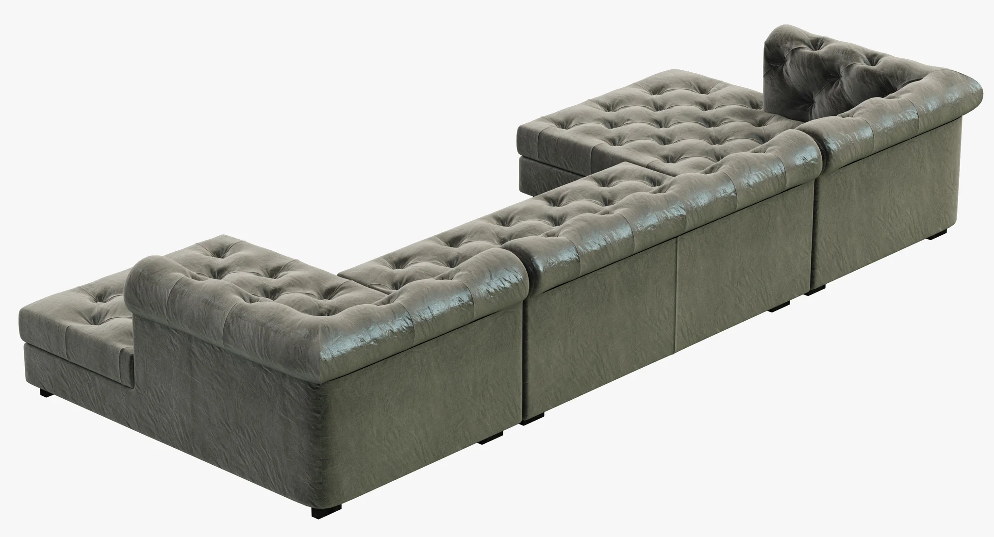 RH Modern Modena Chesterfield Leather U Chaise Sectional — 3D model preview 4