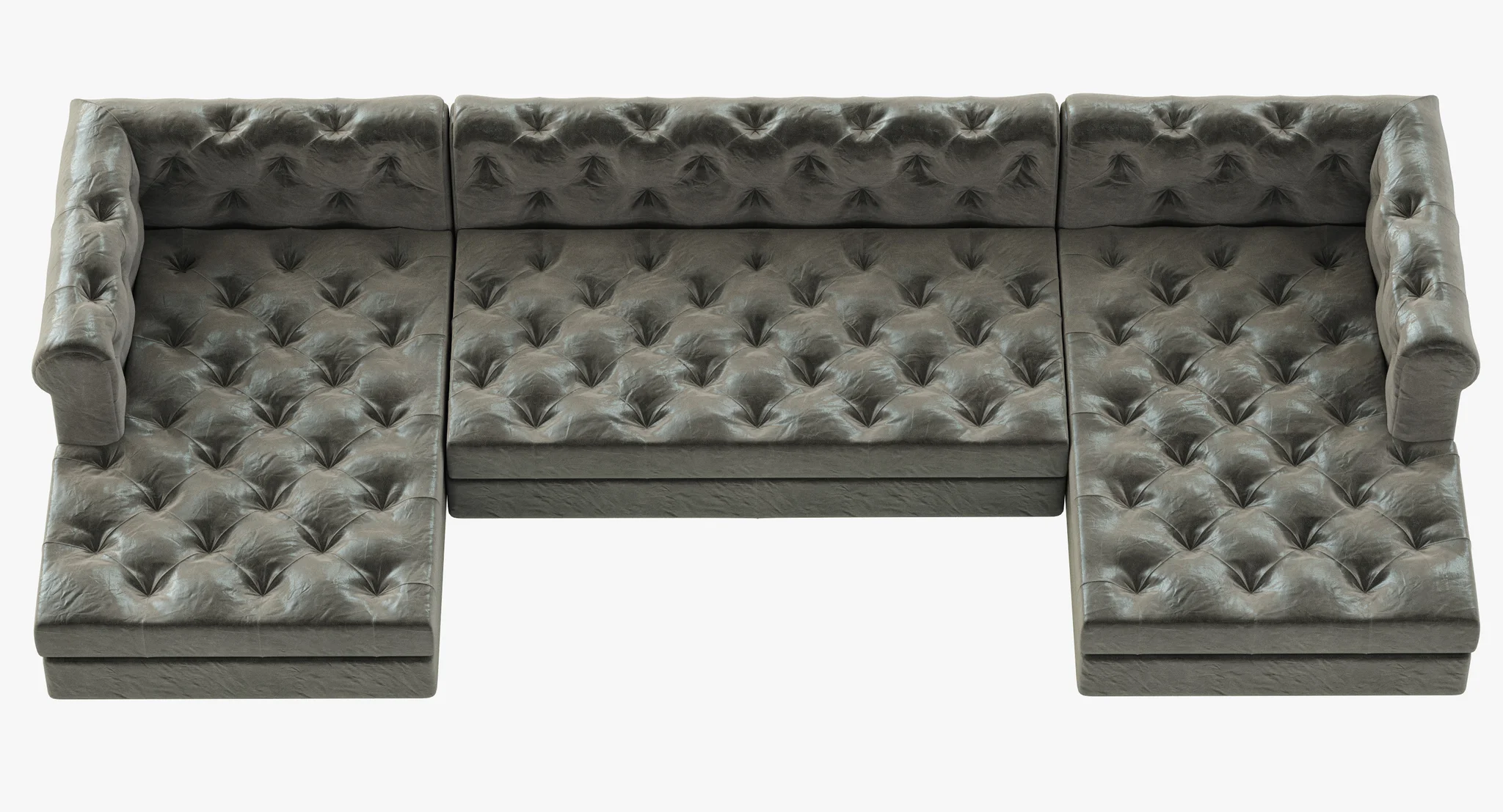 RH Modern Modena Chesterfield Leather U Chaise Sectional — 3D model preview 6