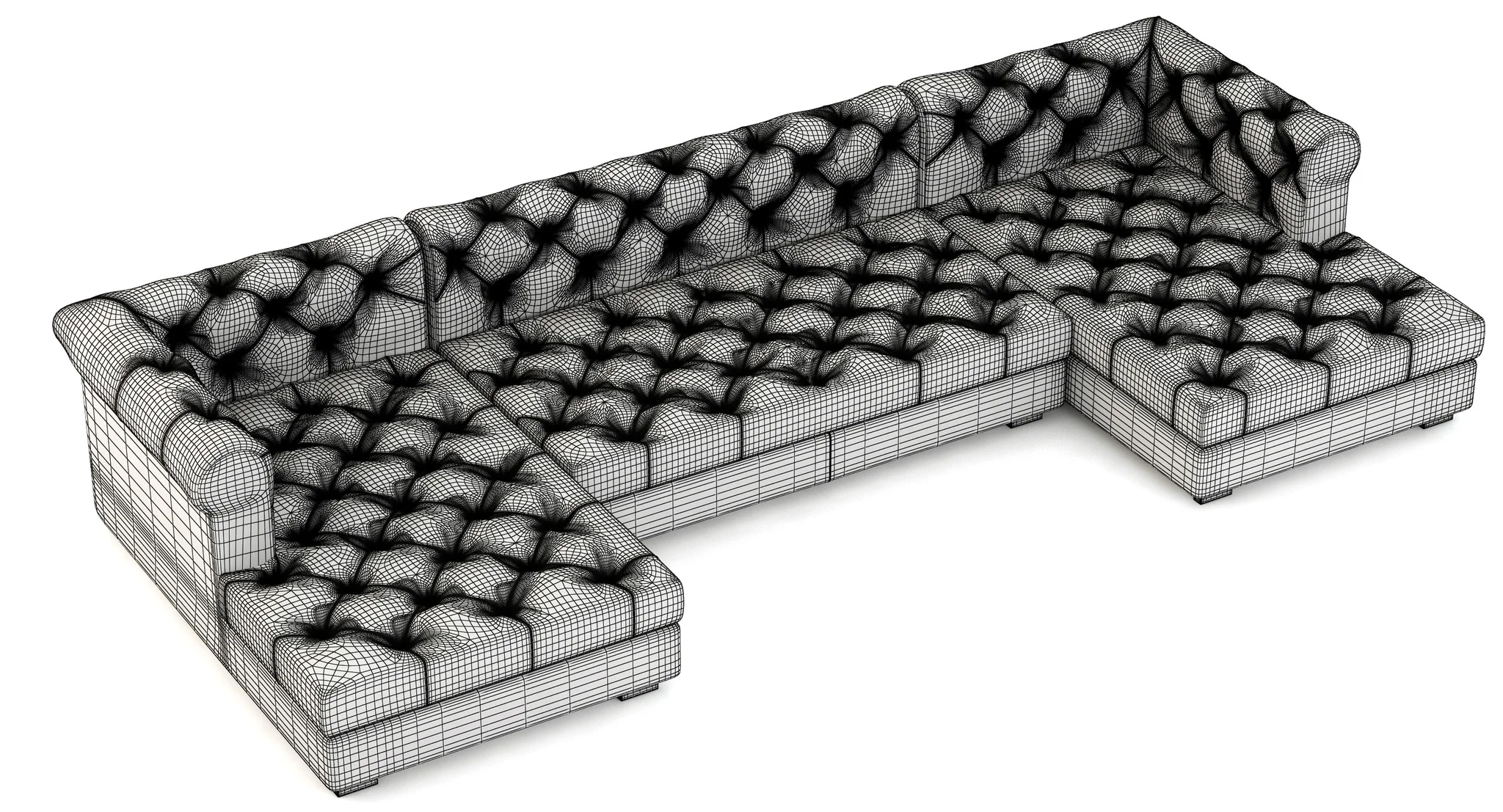 RH Modern Modena Chesterfield Leather U Chaise Sectional — 3D model preview 7