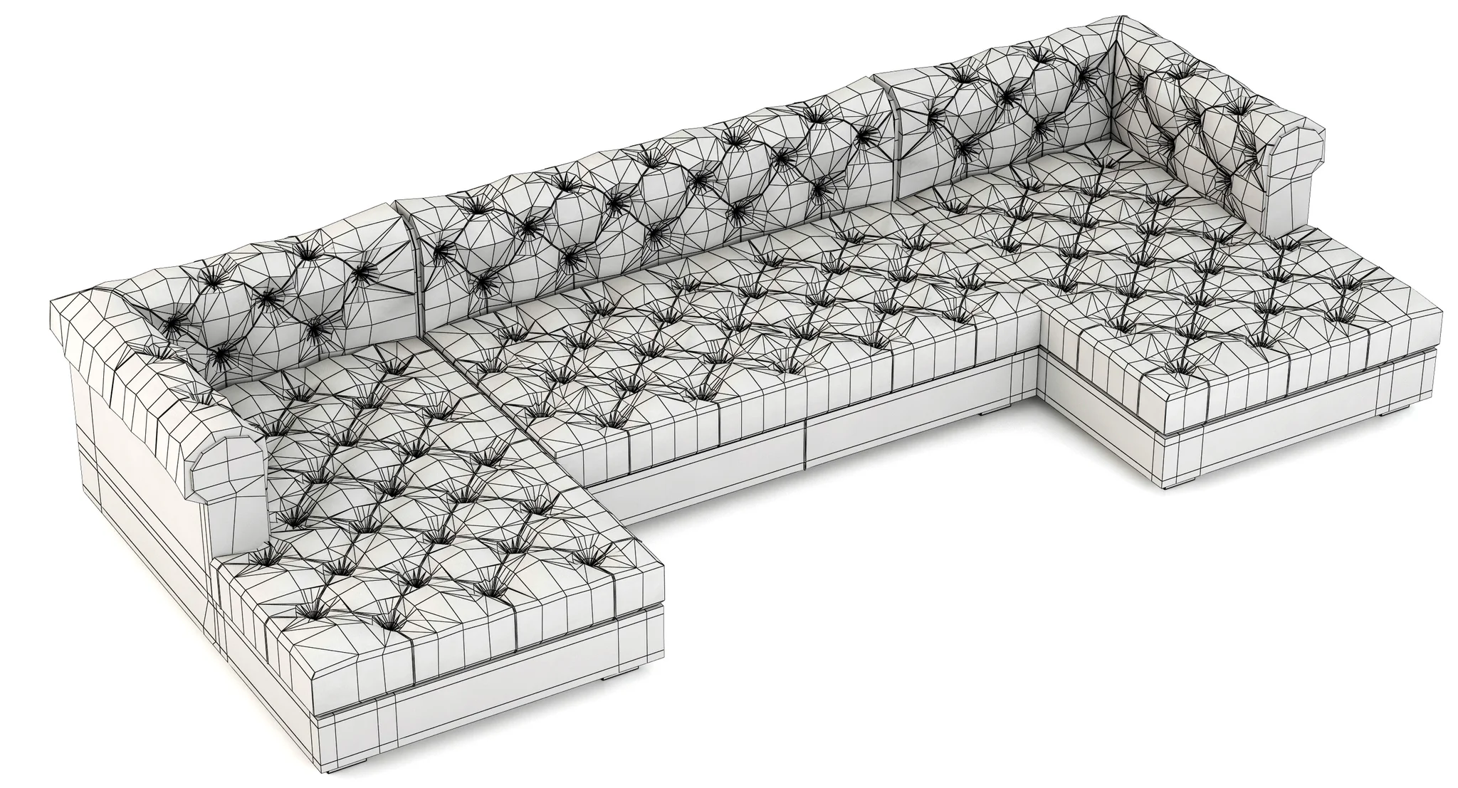 RH Modern Modena Chesterfield Leather U Chaise Sectional — 3D model preview 8