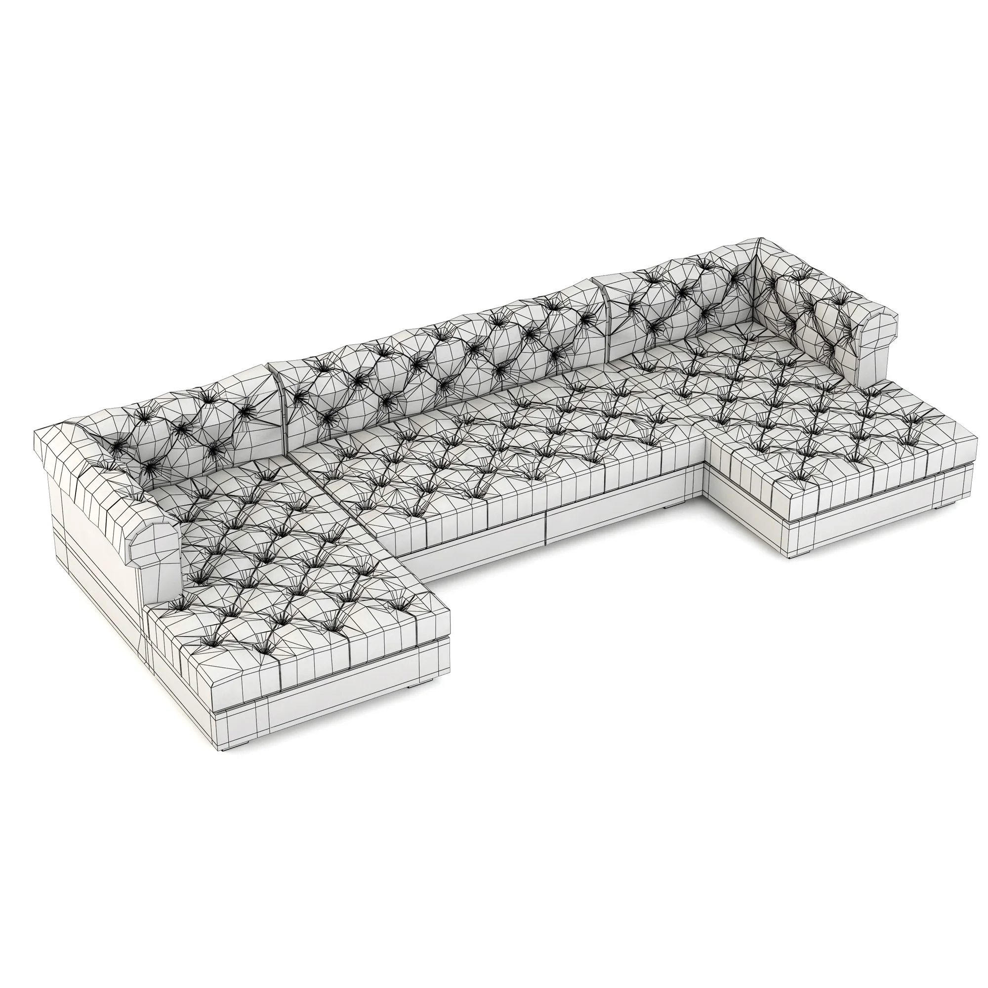 RH Modern Modena Chesterfield Leather U Chaise Sectional — 3D model preview 9