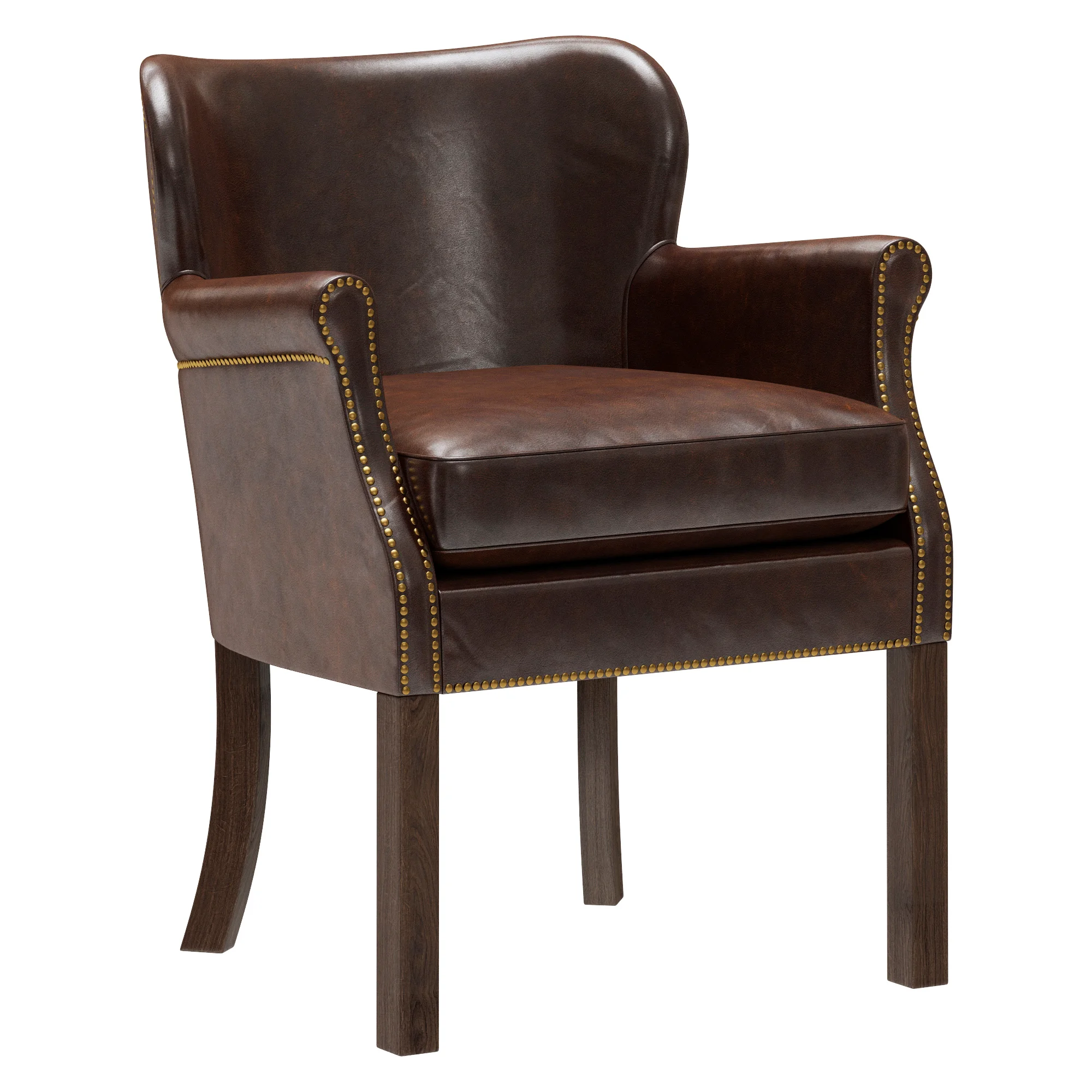 Restoration Hardware Professor'S Leather Armchair With Nailheads — 3D model preview 1