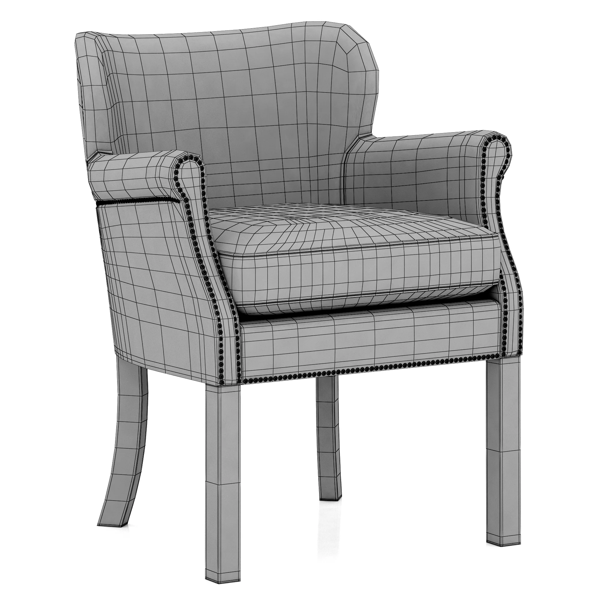 Restoration Hardware Professor'S Leather Armchair With Nailheads — 3D model preview 7
