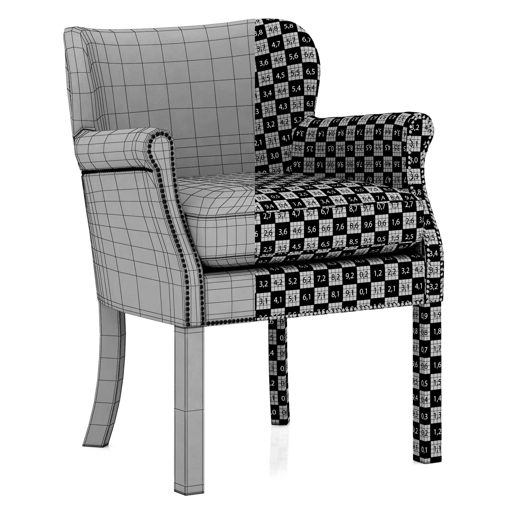 Restoration Hardware Professor'S Leather Armchair With Nailheads — 3D model preview 8