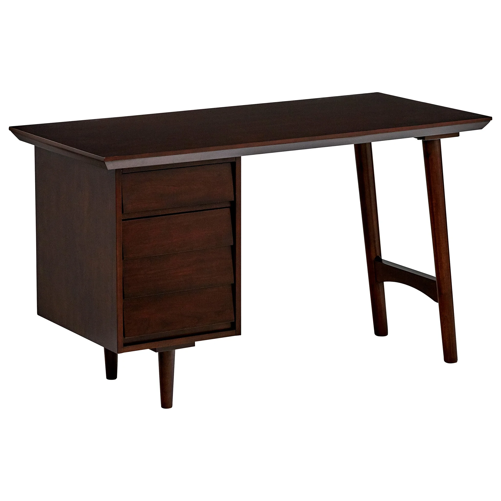 Mid-Century Modern Writing Desk with File Drawers – Cherry Wood Finish