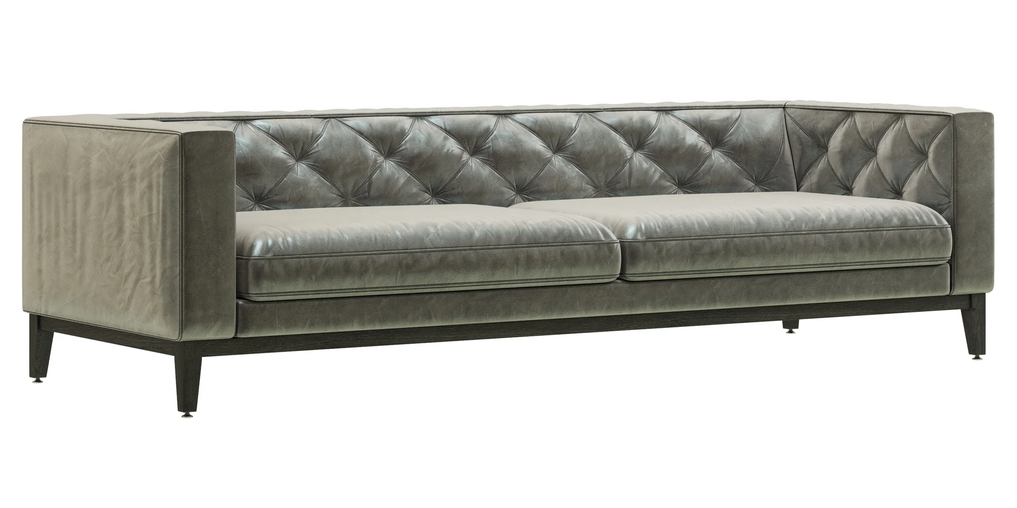 Restoration Hardware Italia Tufted Shelter Arm Leather Sofa — 3D model preview 1