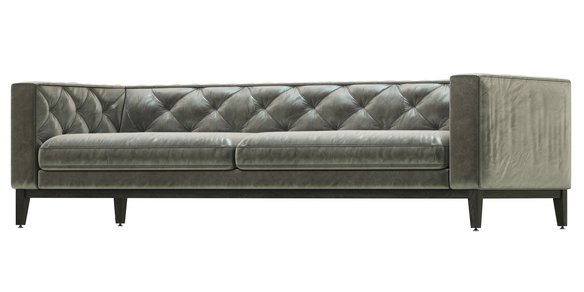 Restoration Hardware Italia Tufted Shelter Arm Leather Sofa — 3D model preview 3