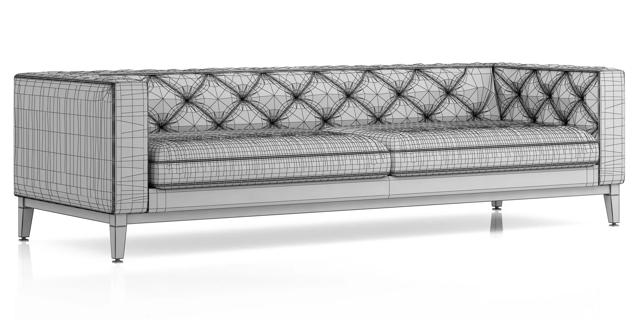 Restoration Hardware Italia Tufted Shelter Arm Leather Sofa — 3D model preview 9