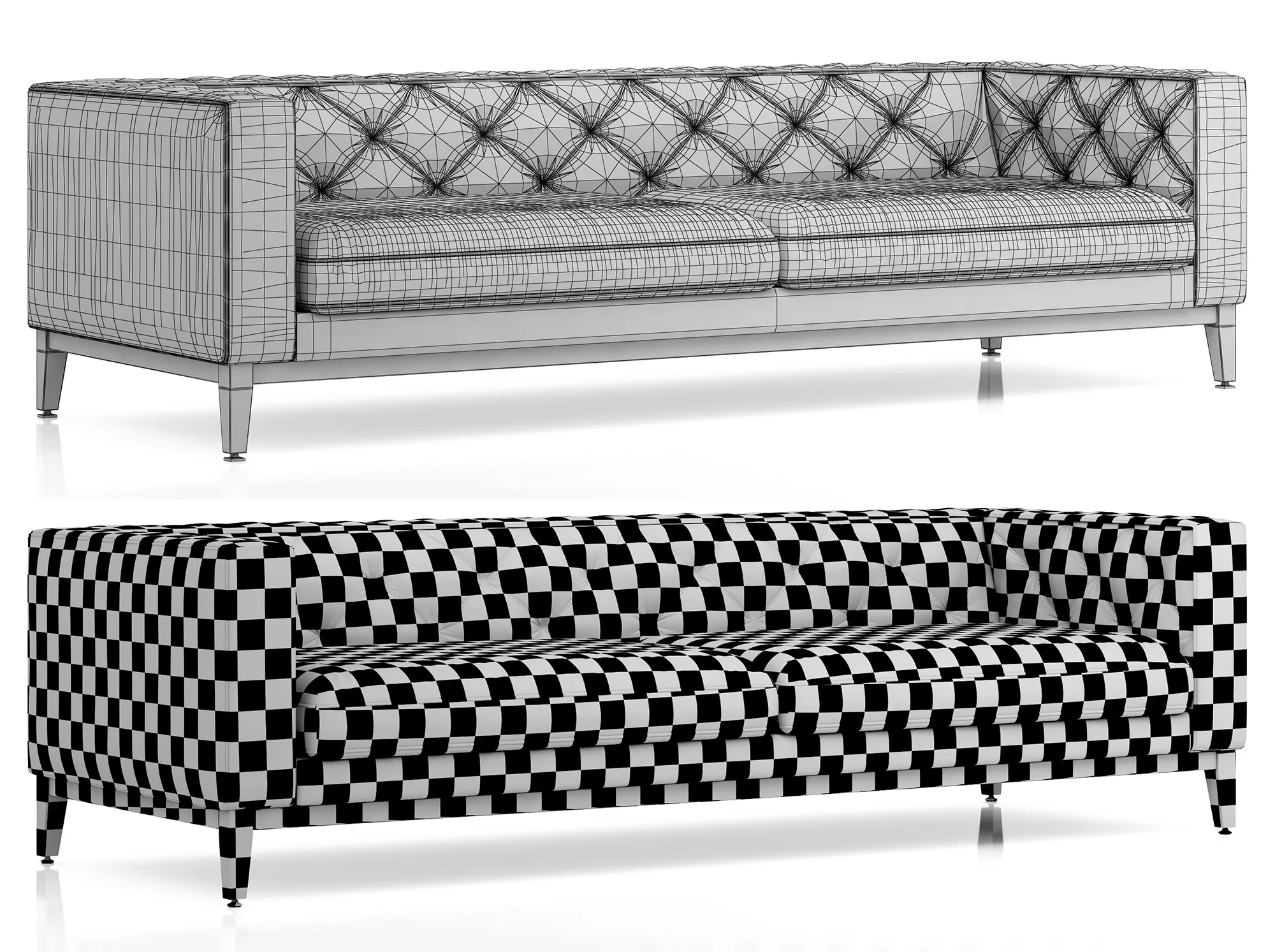 Restoration Hardware Italia Tufted Shelter Arm Leather Sofa — 3D model preview 10