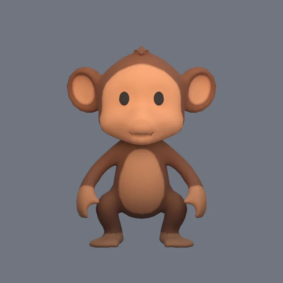 Stylized Animal Monkey, 3D model preview 1