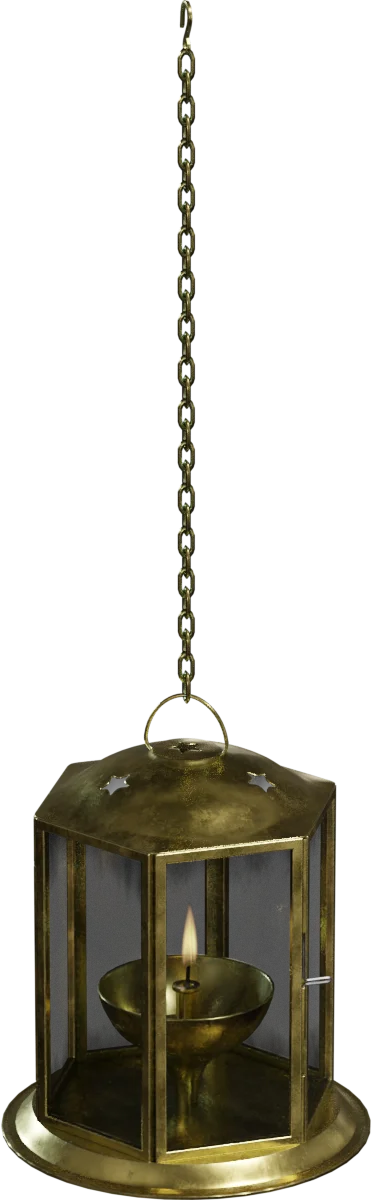 Antique Brass Hanging Diya Lantern with Chain