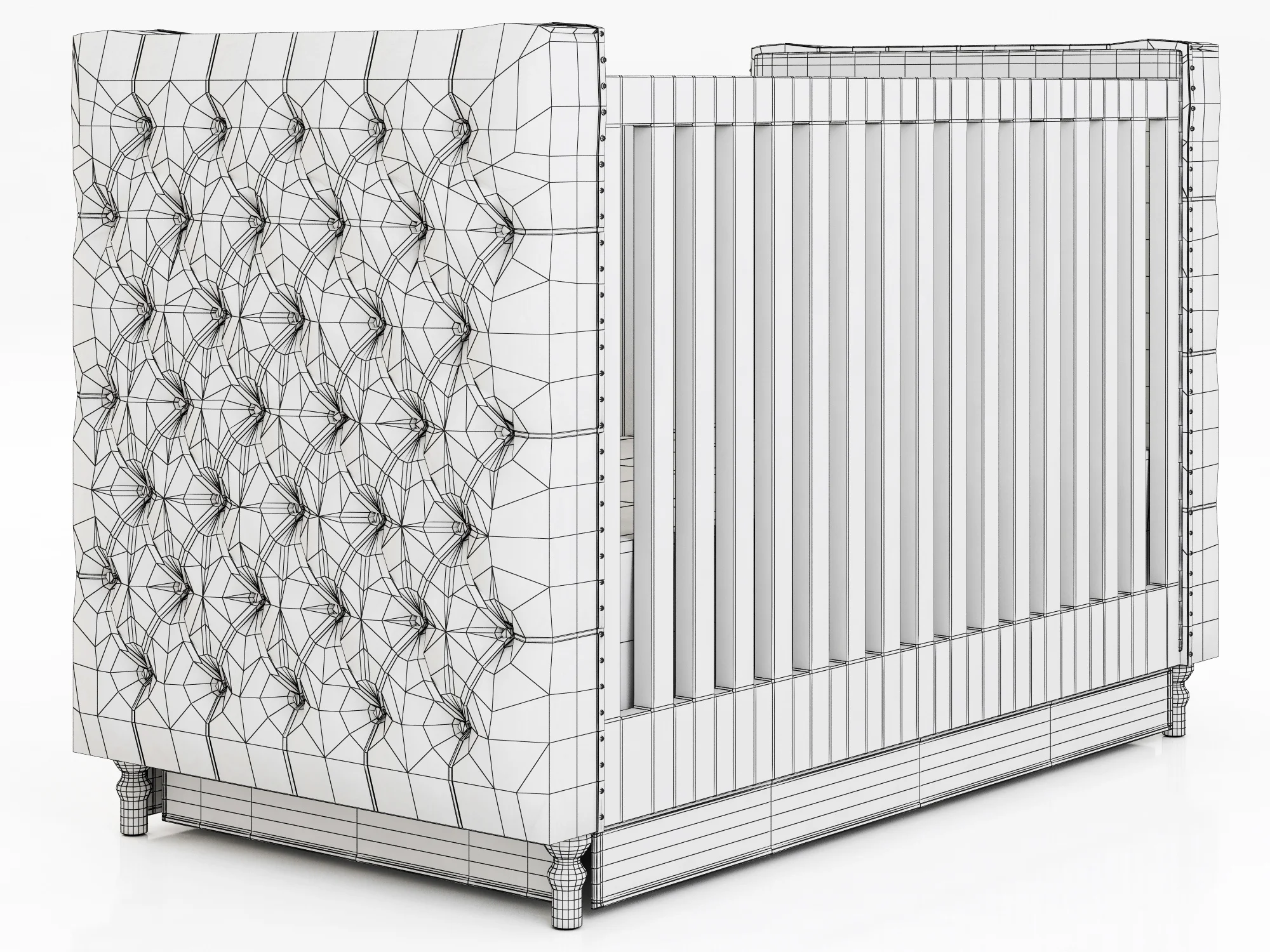 Restoration Hardware Chesterfield Tufted Crib 2 — 3D model preview 6