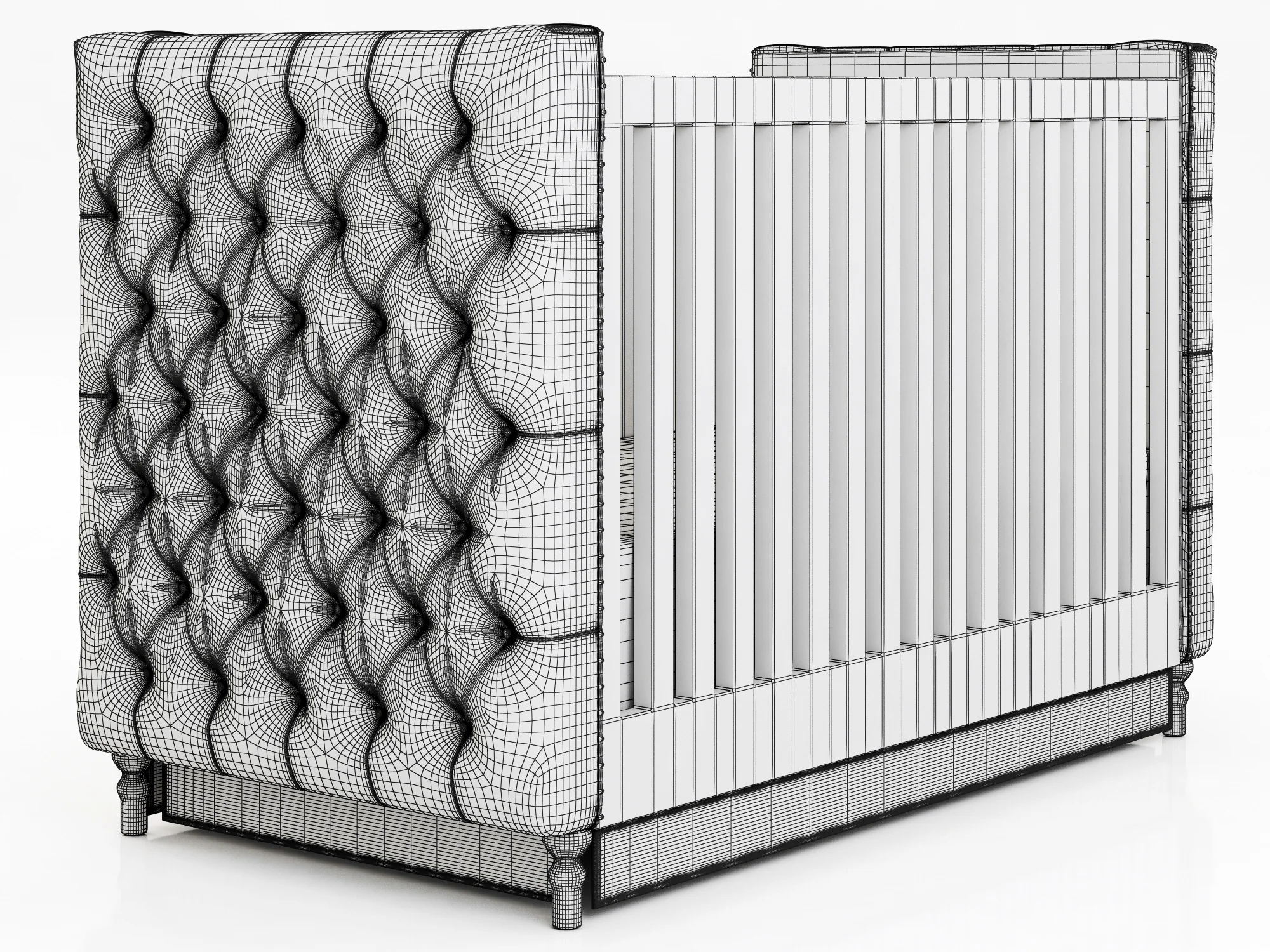 Restoration Hardware Chesterfield Tufted Crib 2 — 3D model preview 7