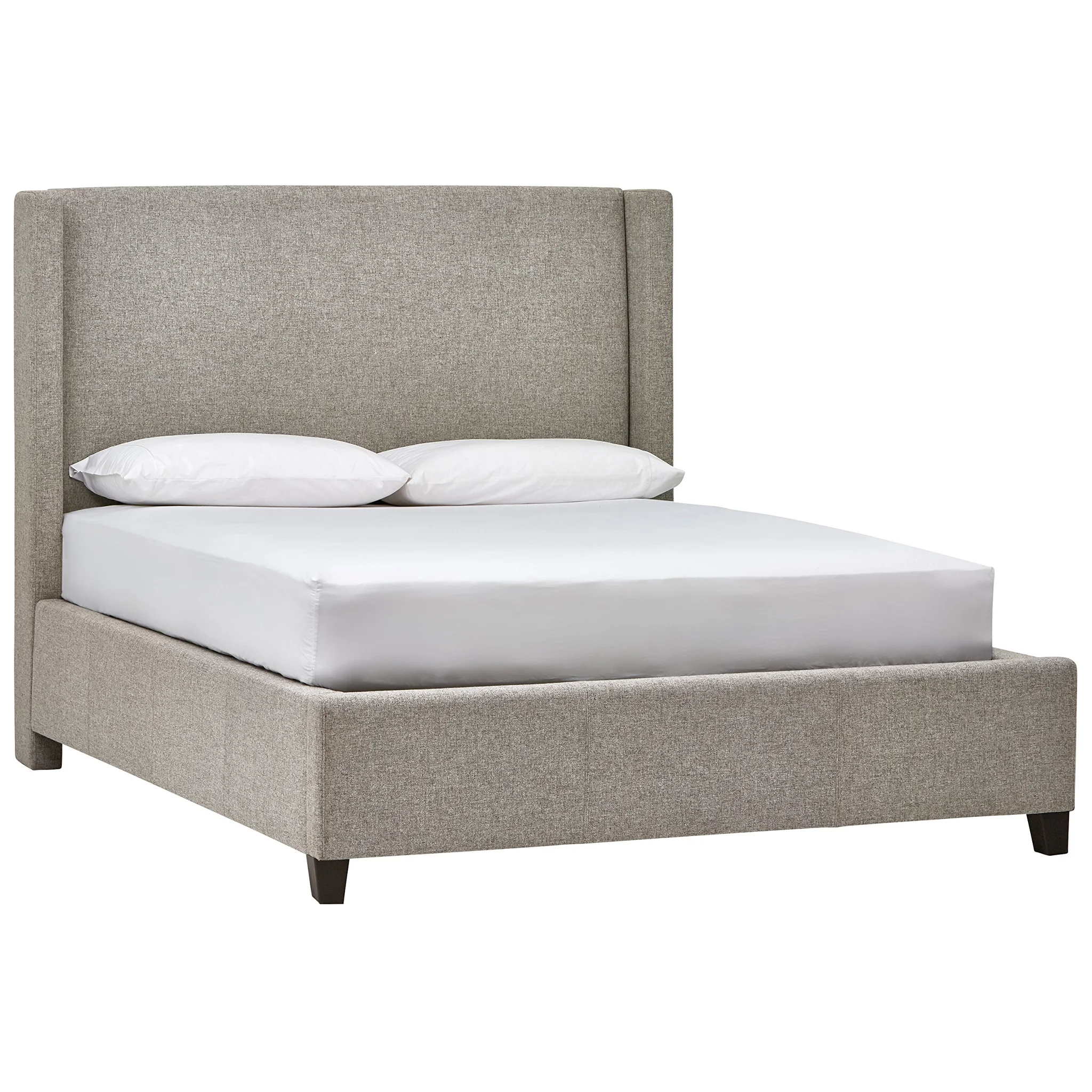 Modern Upholstered Queen Bed with Wing Headboard – Gray Fabric