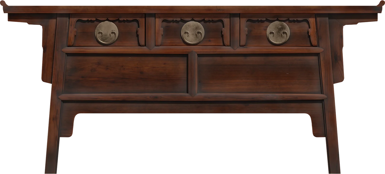 Chinese Traditional Altar Console Table with Brass Ring Handles, 3D model preview 2