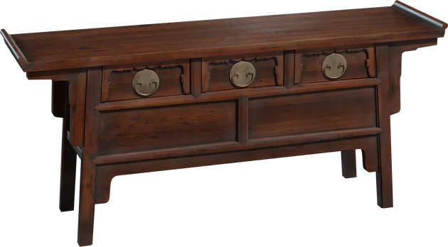 Chinese Traditional Altar Console Table with Brass Ring Handles, 3D model preview 5