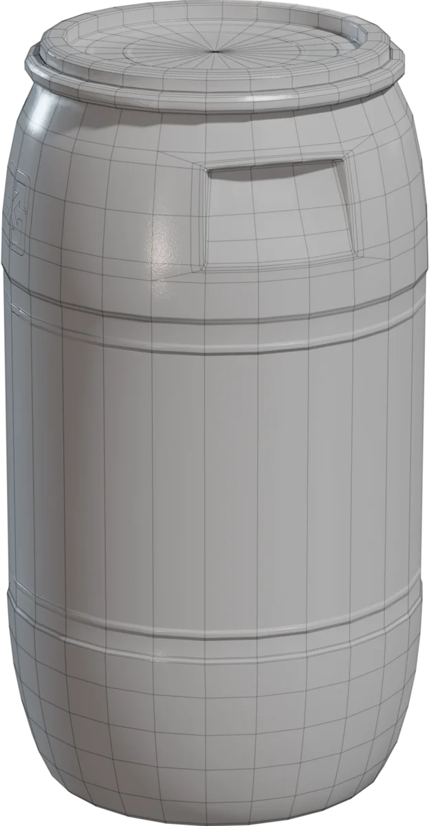 Weathered Red Explosive Barrel, 3D model preview 1