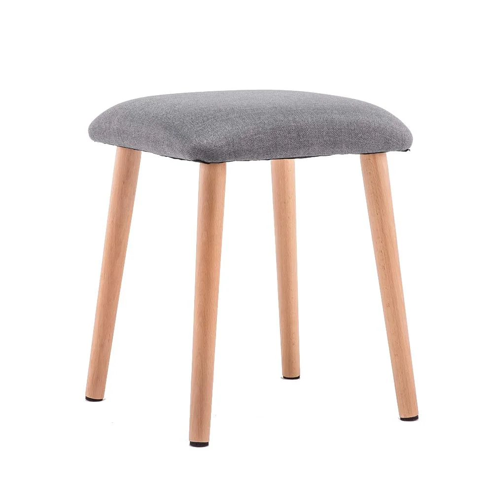 Scandinavian Upholstered Stool with Wooden Legs