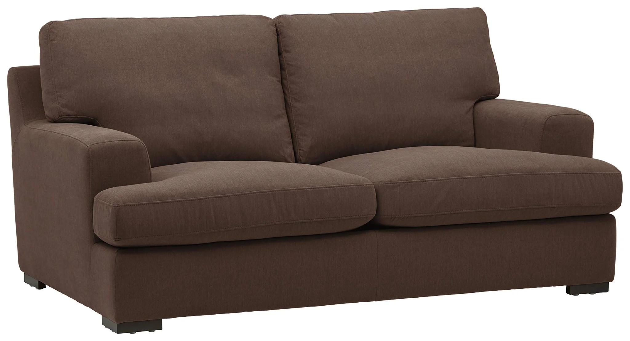 Brown Fabric Loveseat Sofa – Two-Seater Upholstered Couch with Cushioned Arms