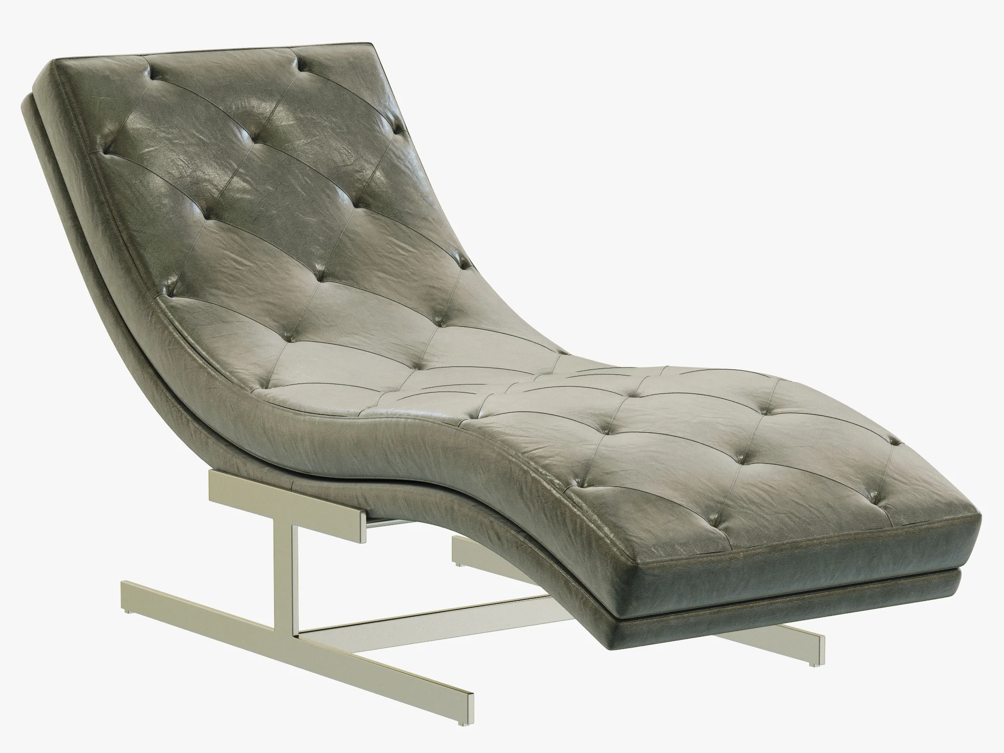 RH Modern Royce Leather Chaise — 3D model preview 1