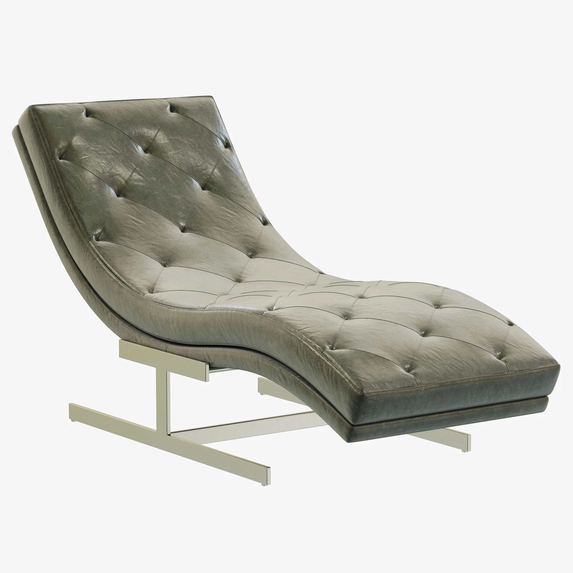 RH Modern Royce Leather Chaise — 3D model preview 2