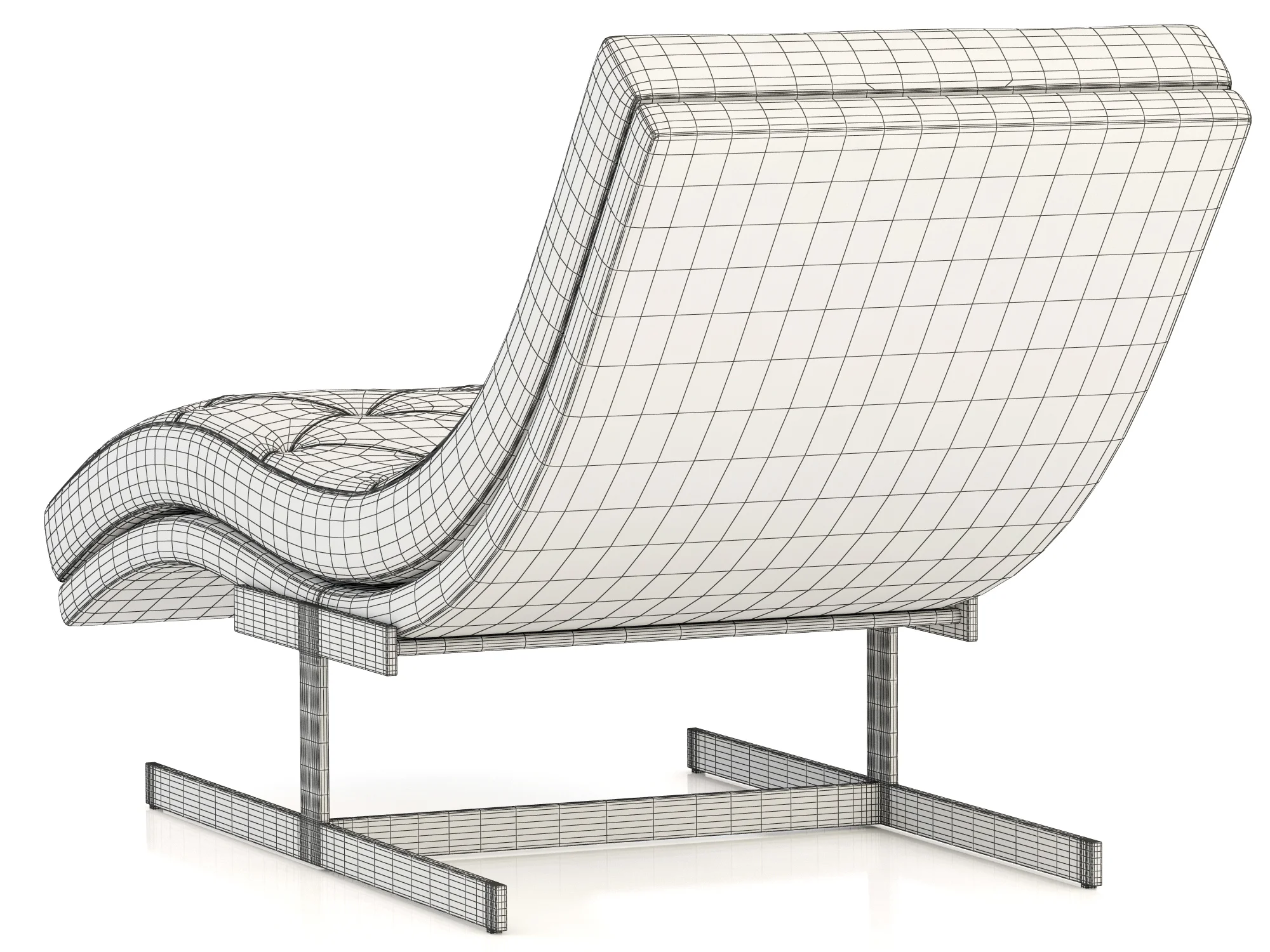 RH Modern Royce Leather Chaise — 3D model preview 10