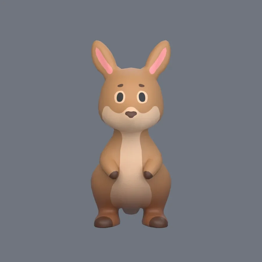 Stylized Animal Kangaroo, 3D model preview 1