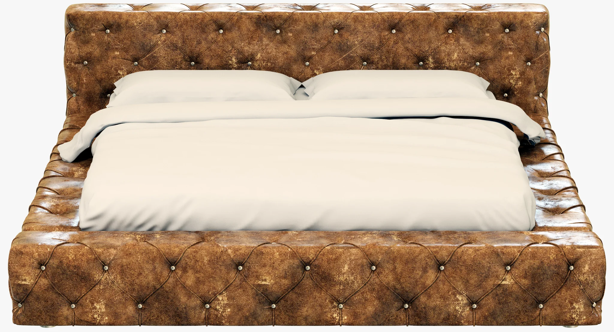 Restoration Hardware Soho Tufted Leather Platform Bed — 3D model preview 1