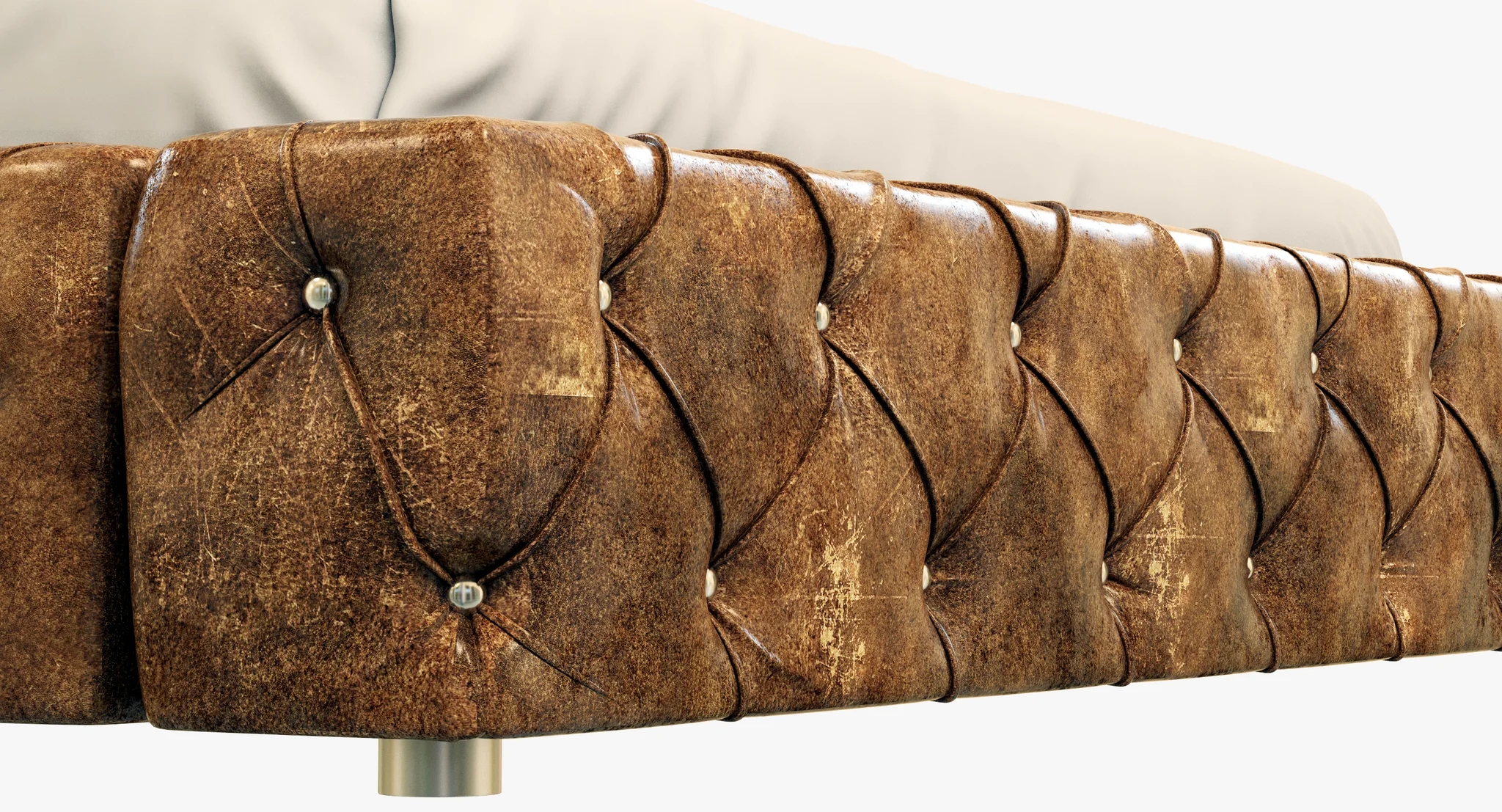 Restoration Hardware Soho Tufted Leather Platform Bed — 3D model preview 4