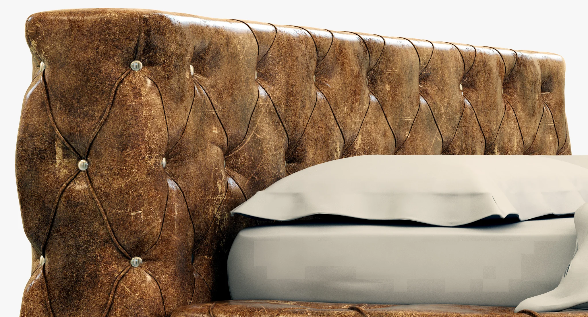 Restoration Hardware Soho Tufted Leather Platform Bed — 3D model preview 5